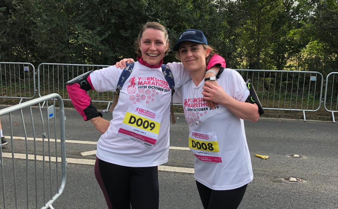 Two runners at the Altra Yorkshire Marathon