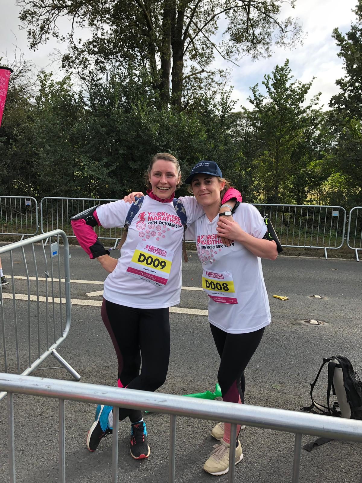 Two runners at the Altra Yorkshire Marathon