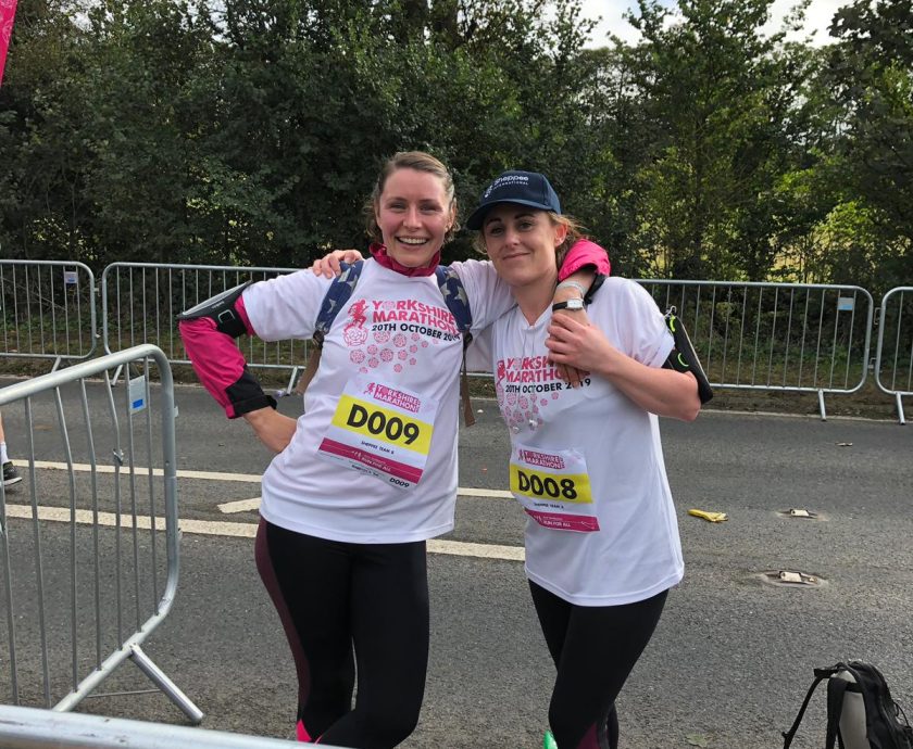 Two runners at the Altra Yorkshire Marathon